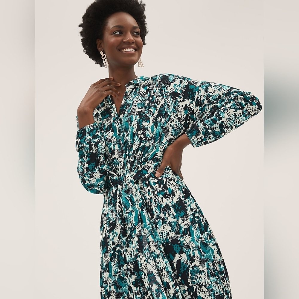 Marks & Spencer Animal Print Tie Front Midaxi Shirt Dress